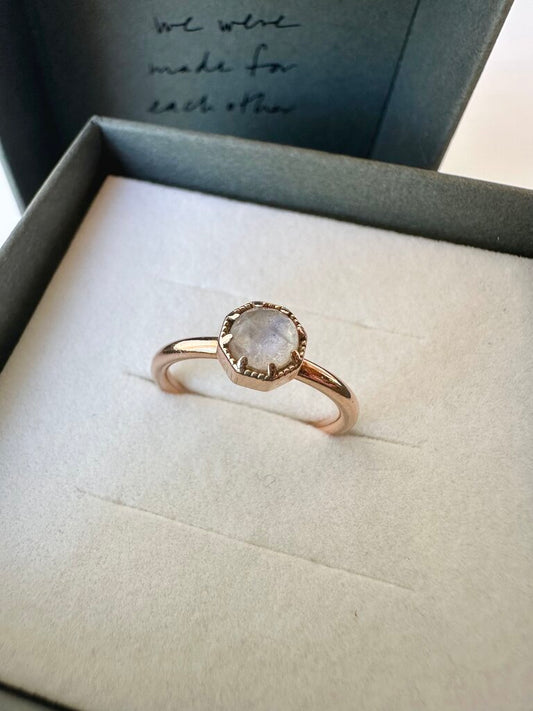 Grace Lee 'Crown Bezel' moonstone & rose gold ring