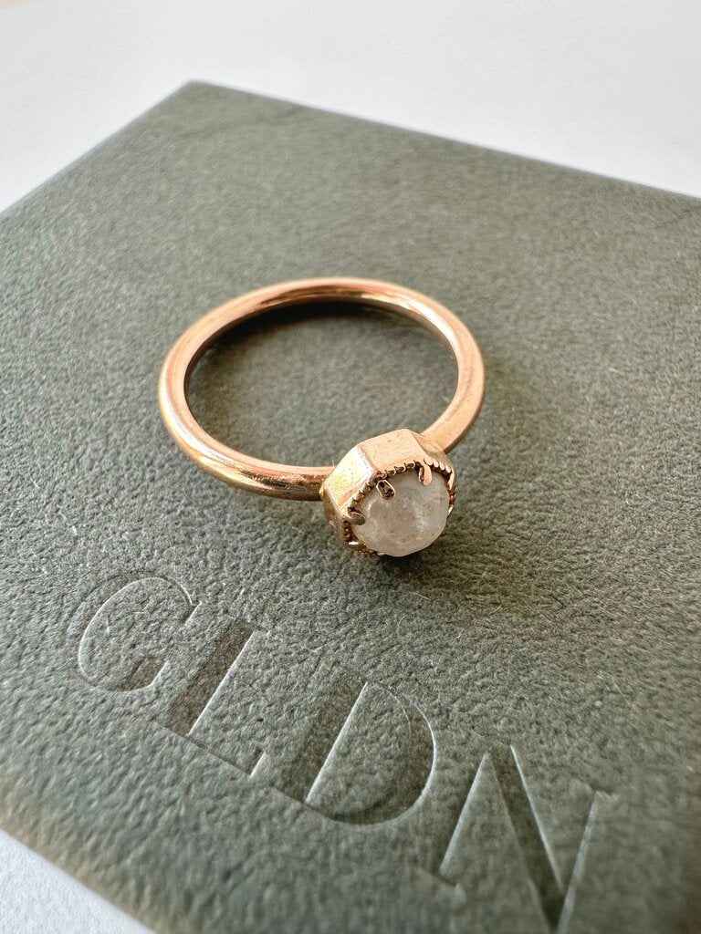 Grace Lee 'Crown Bezel' moonstone & rose gold ring