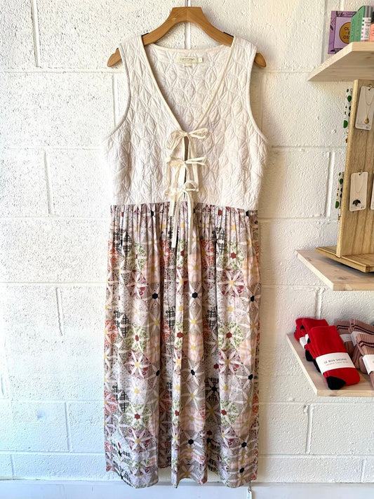 Christy Dawn NEW Quilted Tie Front Maxi Dress