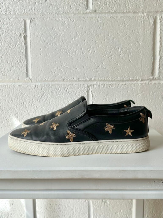 Gucci Bees Leather Slip-on Shoes