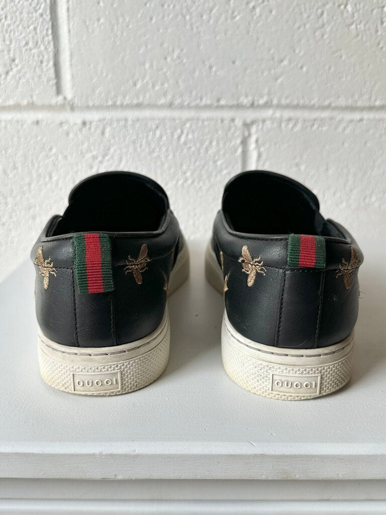 Gucci Bees Leather Slip-on Shoes