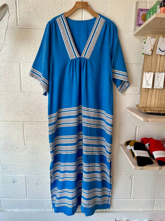 Lemlem 'Edna in Amira Baltic' v neck midi dress