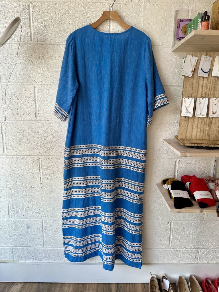 Lemlem 'Edna in Amira Baltic' v neck midi dress