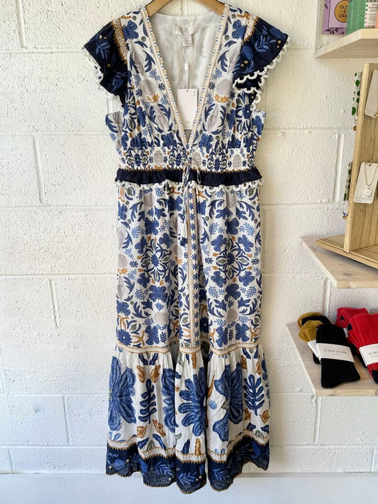 Caroline Constas NEW Floral Seashell Print Maxi Dress