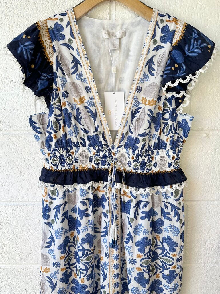 Caroline Constas NEW Floral Seashell Print Maxi Dress