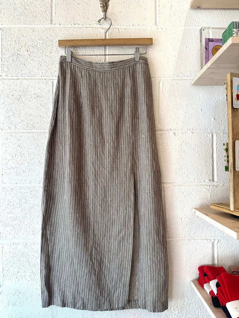 Mara Hoffman striped 100% linen midi skirt