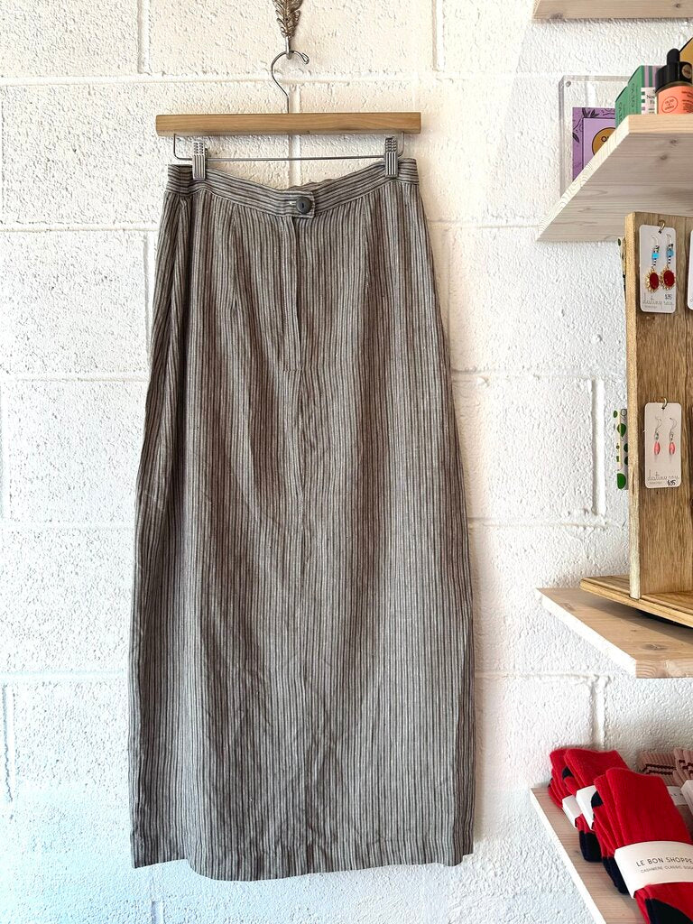 Mara Hoffman striped 100% linen midi skirt
