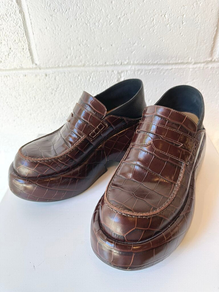 Loewe 'Mock-Crock Wedge Penny Loafers'