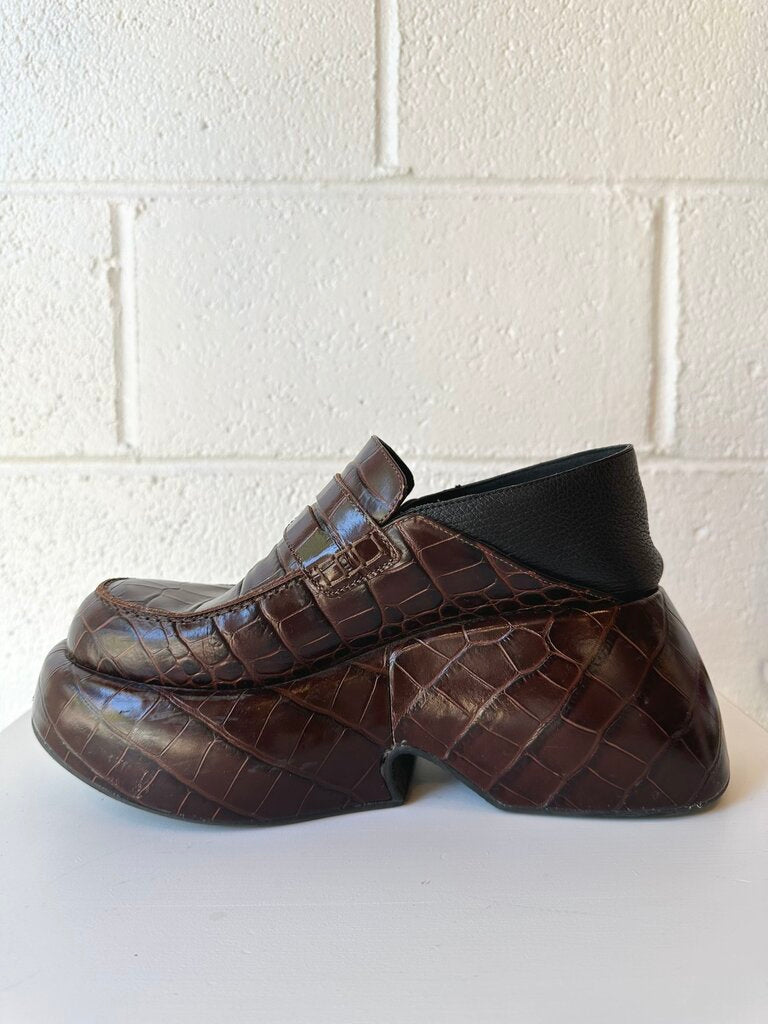 Loewe 'Mock-Crock Wedge Penny Loafers'