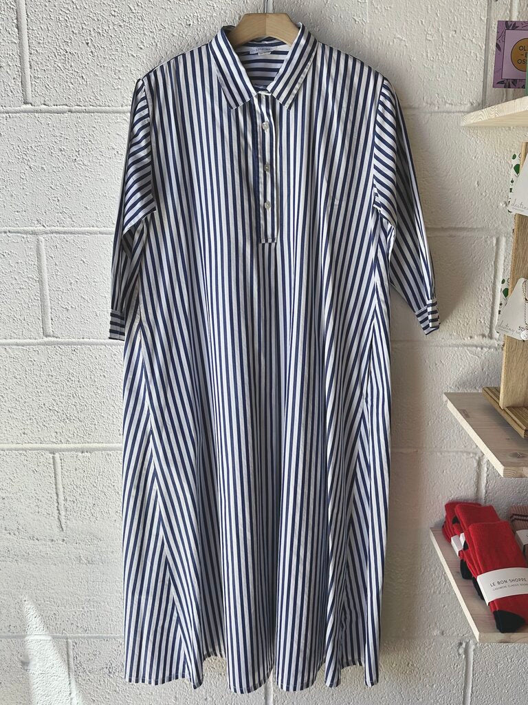 Defina Striped Maxi Shirt Dress