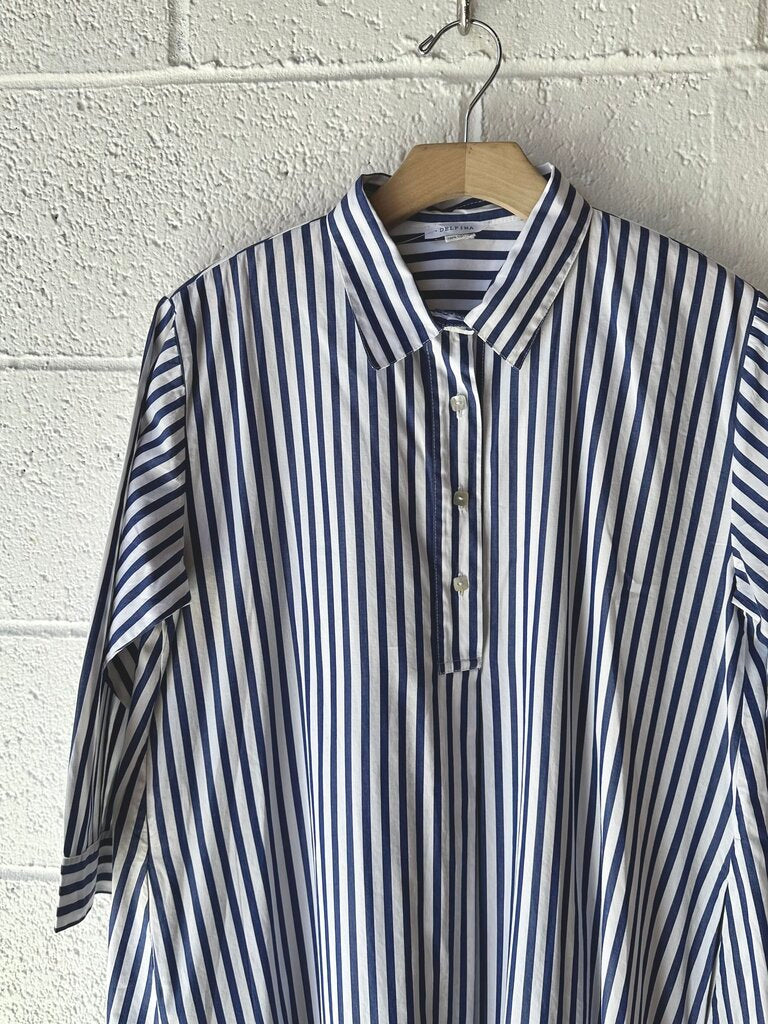 Defina Striped Maxi Shirt Dress