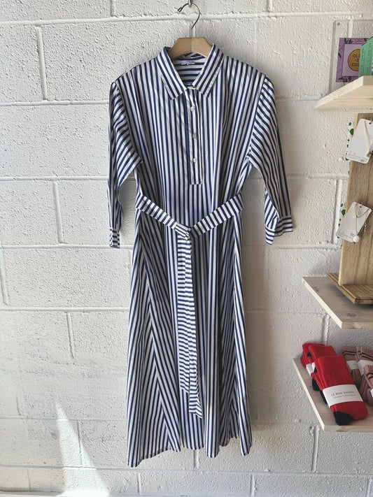 Defina Striped Maxi Shirt Dress