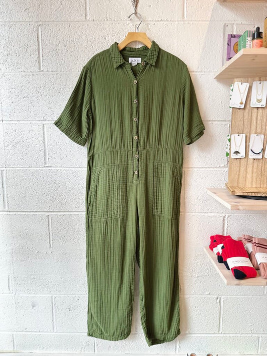 Velvet by G&S cotton gauze short sleeve jumpsuit