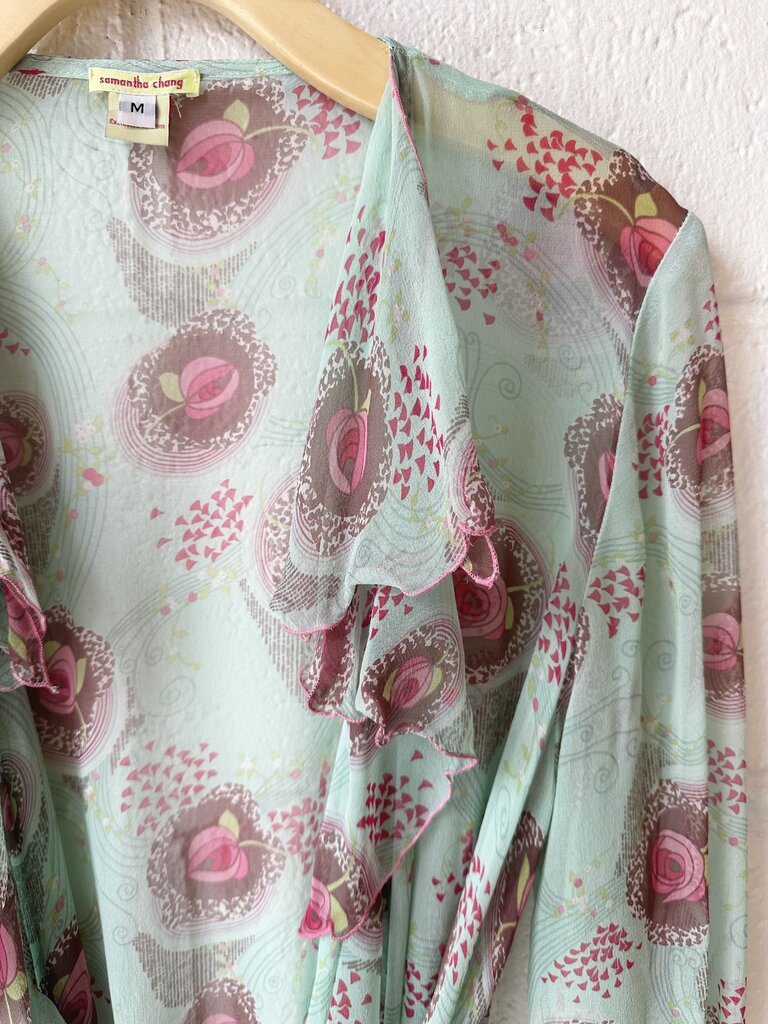 Samantha Chang 100% silk floral robe