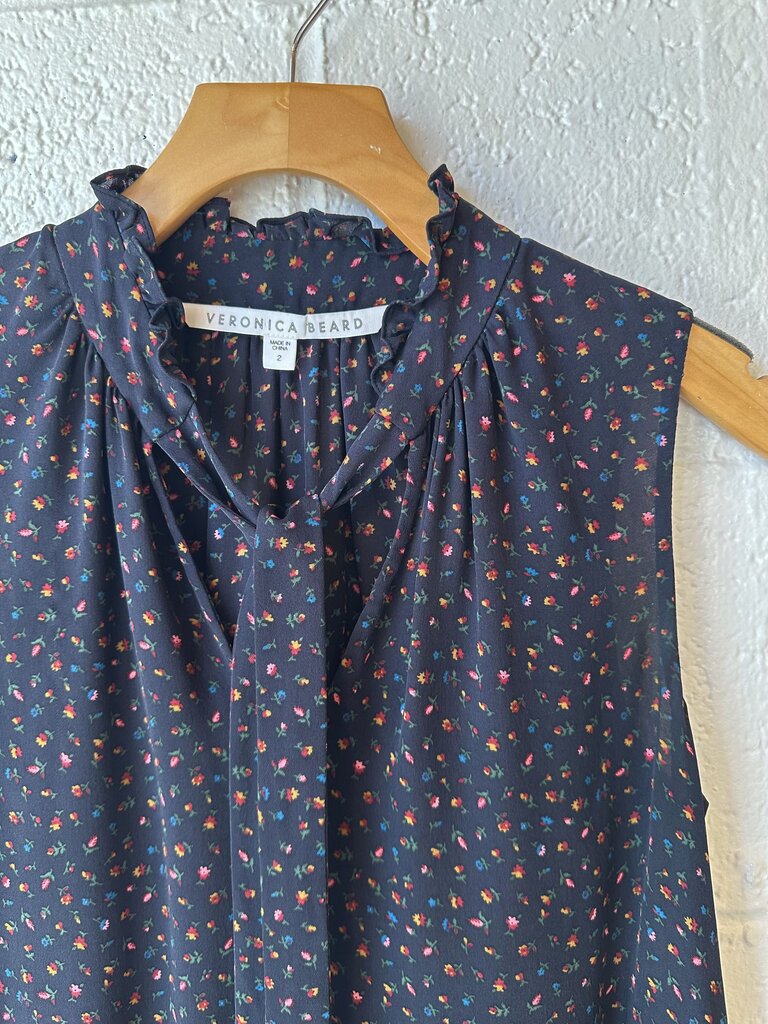 Veronica Beard 100% silk floral sleeveless top