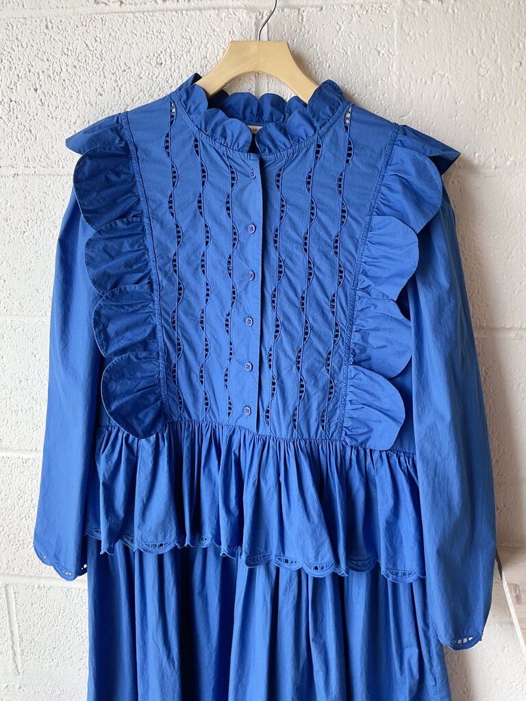 Stella Nova Cotton Long Sleeve Ruffle Midi Dress
