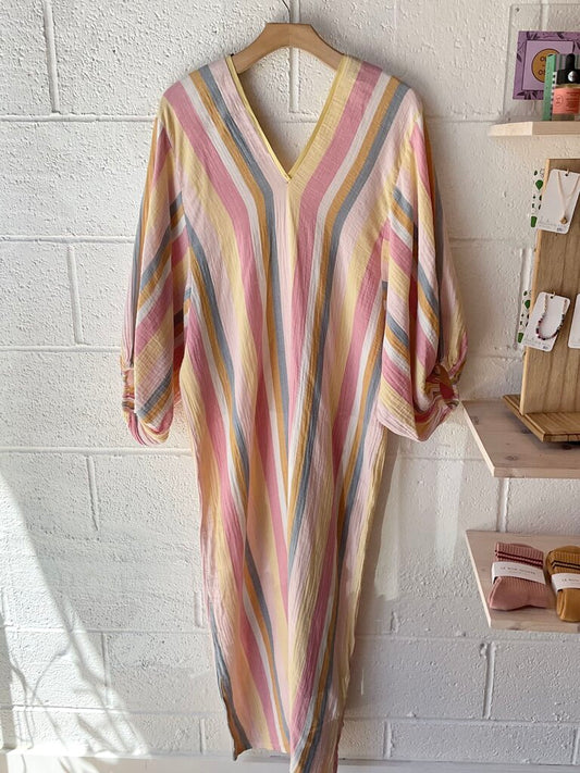 Caftan Summer by Elizabeth Dye striped gauze caftan