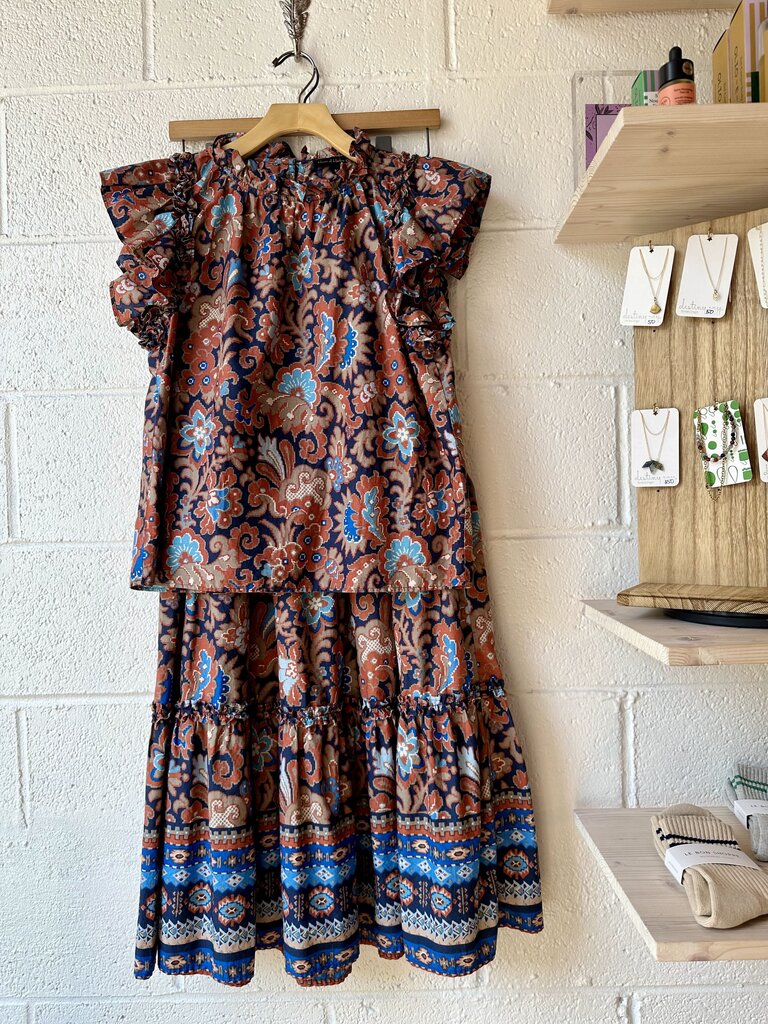 House Of Harlow print tiered skirt SET