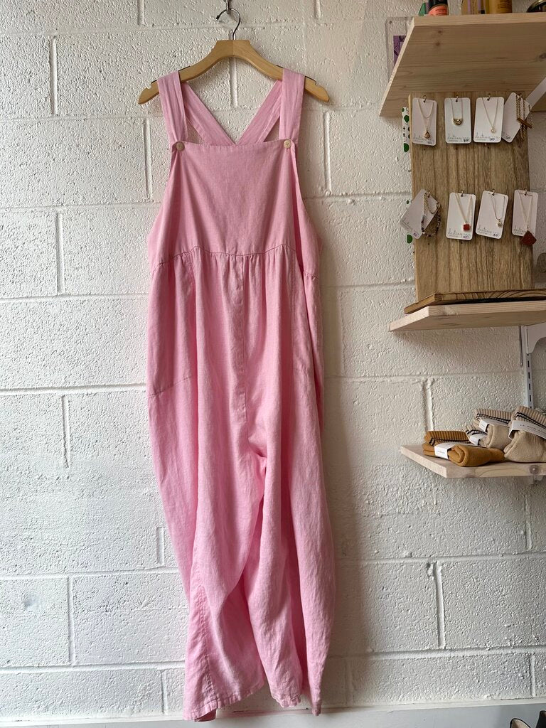 Ilana Kohn linen overalls (as-is= stains on cuffs)
