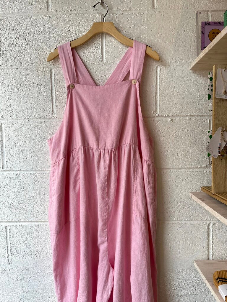 Ilana Kohn linen overalls (as-is= stains on cuffs)