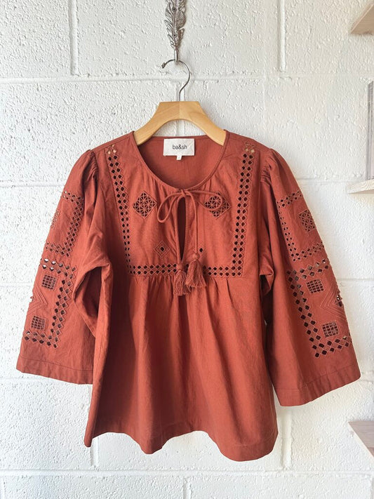 BA&SH 'Malta' 100% cotton embroidered top