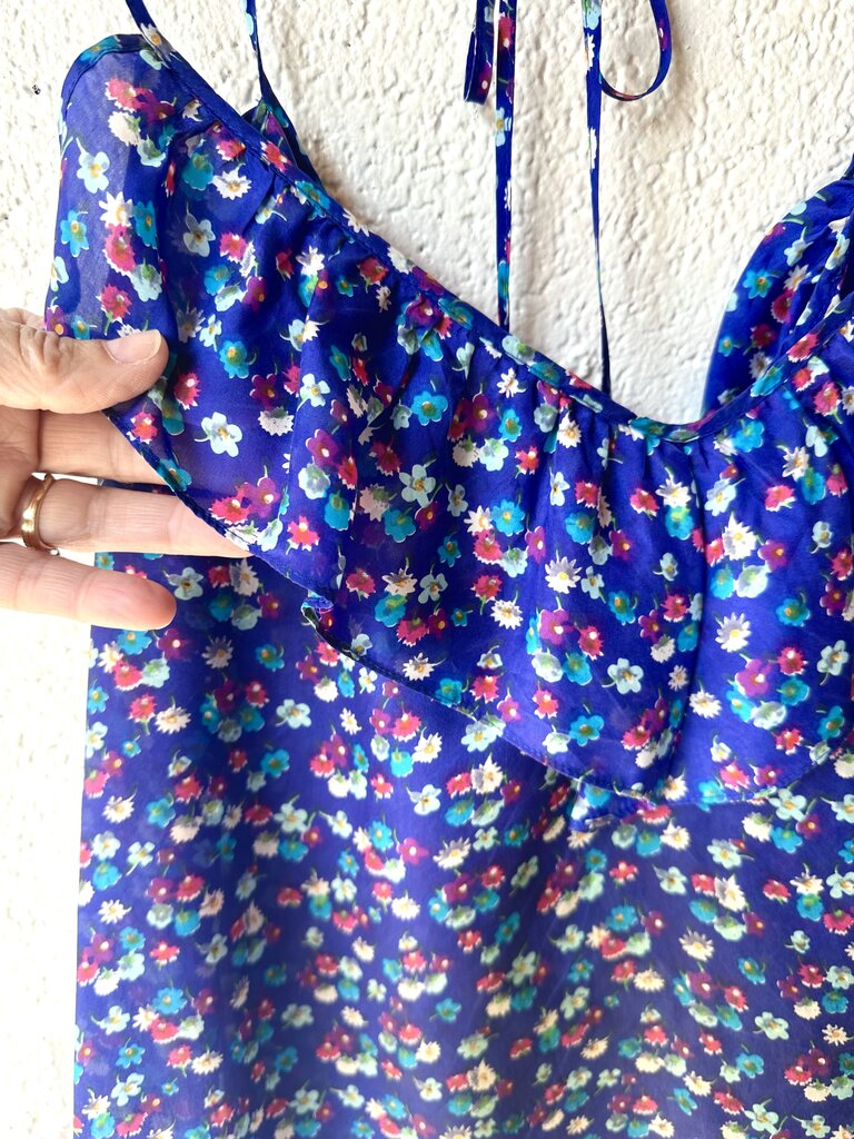 Rebecca Taylor 100% silk floral ruffle cami top