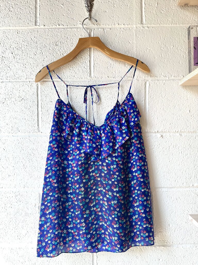 Rebecca Taylor 100% silk floral ruffle cami top