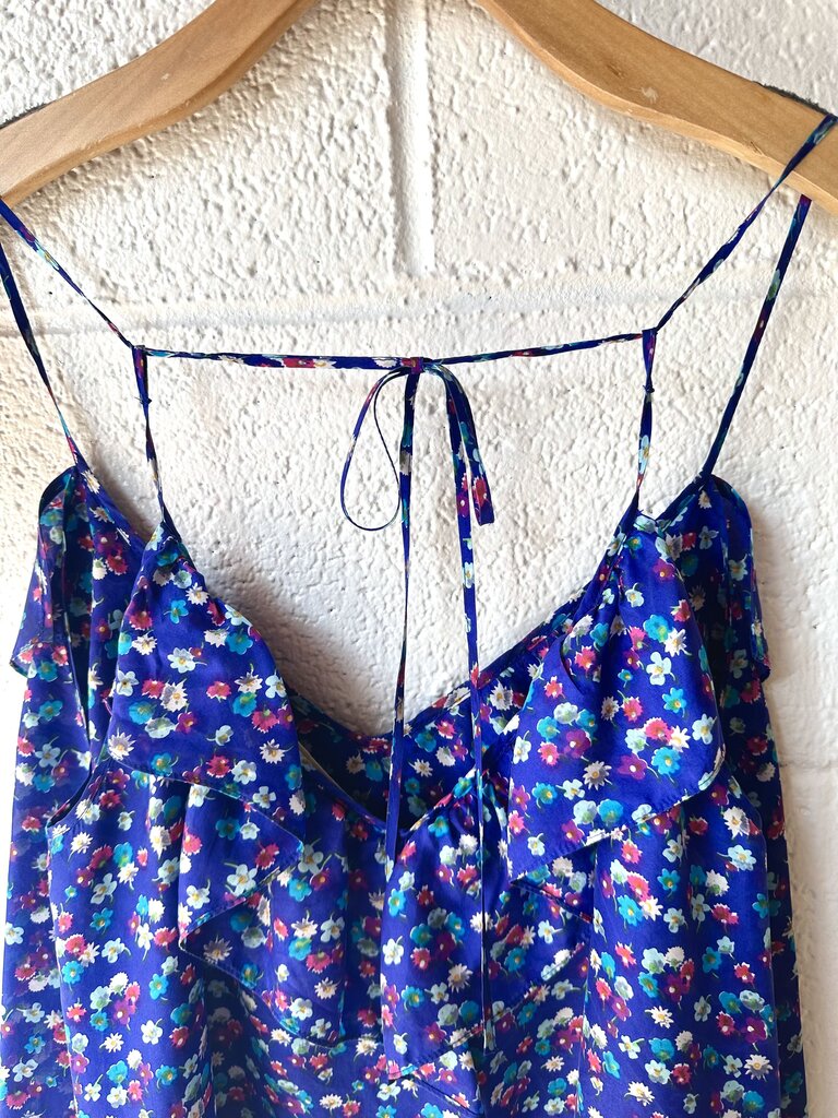 Rebecca Taylor 100% silk floral ruffle cami top