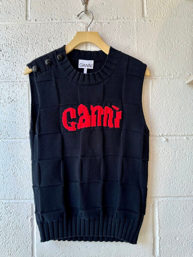 GANNI 100% organic cotton knit vest