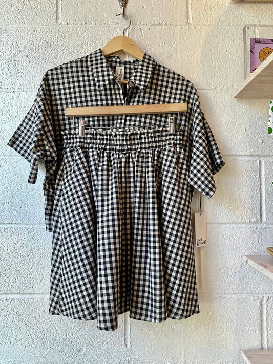 Eve Gravel NEW gingham shirt / skirt SET