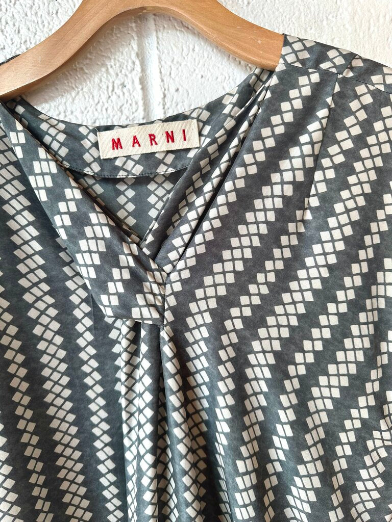Marni 100% silk v neck midi dress