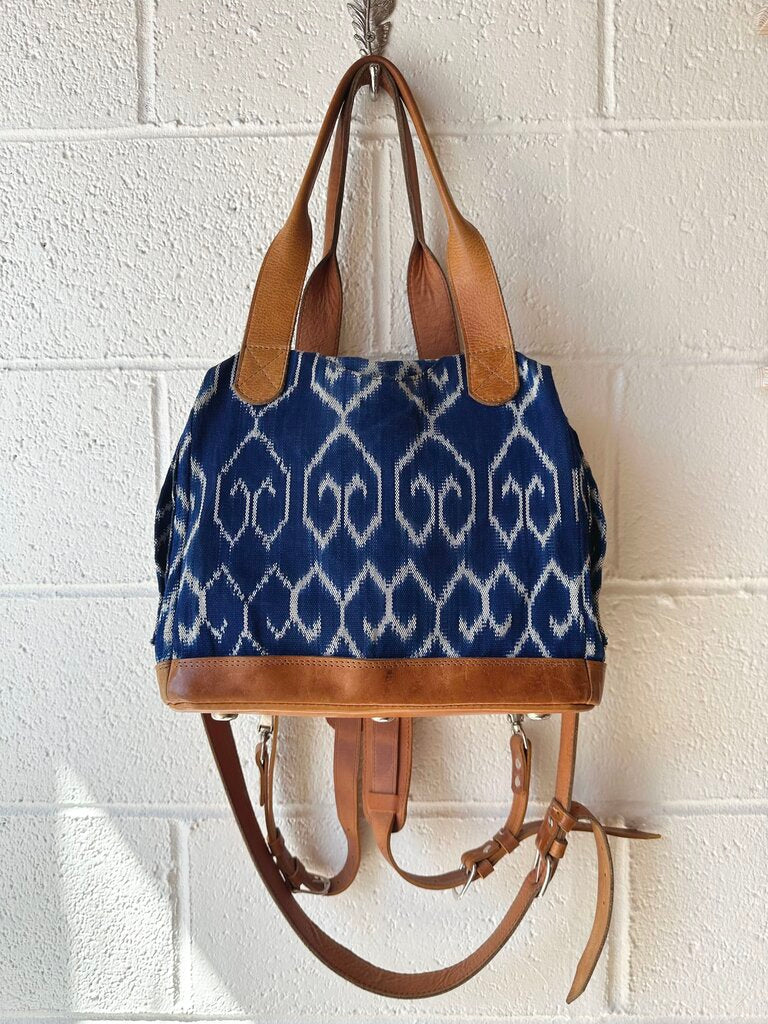 Puro Utz Pin Pin Indigo dye leather trim convertible bag (as is)