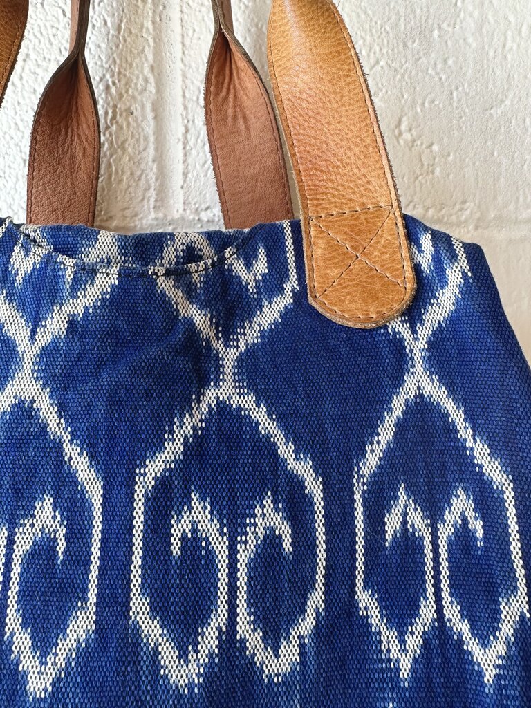 Puro Utz Pin Pin Indigo dye leather trim convertible bag (as is)