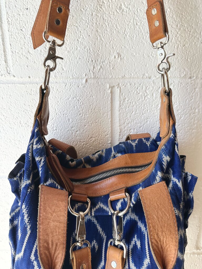 Puro Utz Pin Pin Indigo dye leather trim convertible bag (as is)