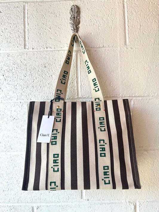 Clare V. NEW 'Noemie' striped canvas tote bag
