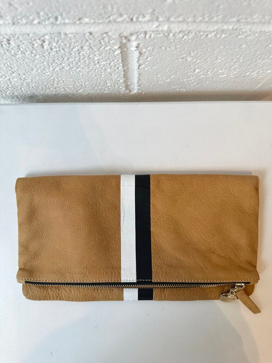 Clare V. striped leather foldover clutch