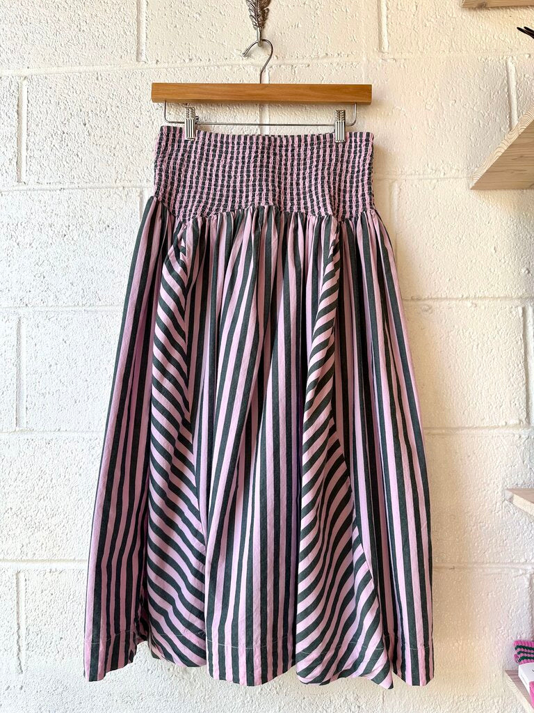 Damson Madder 'Layla Godet' Striped Midi Skirt