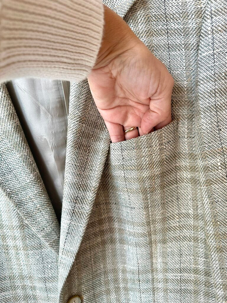 Yves Saint Laurent Plaid Tweed Blazer Jacket (AS FOUND)