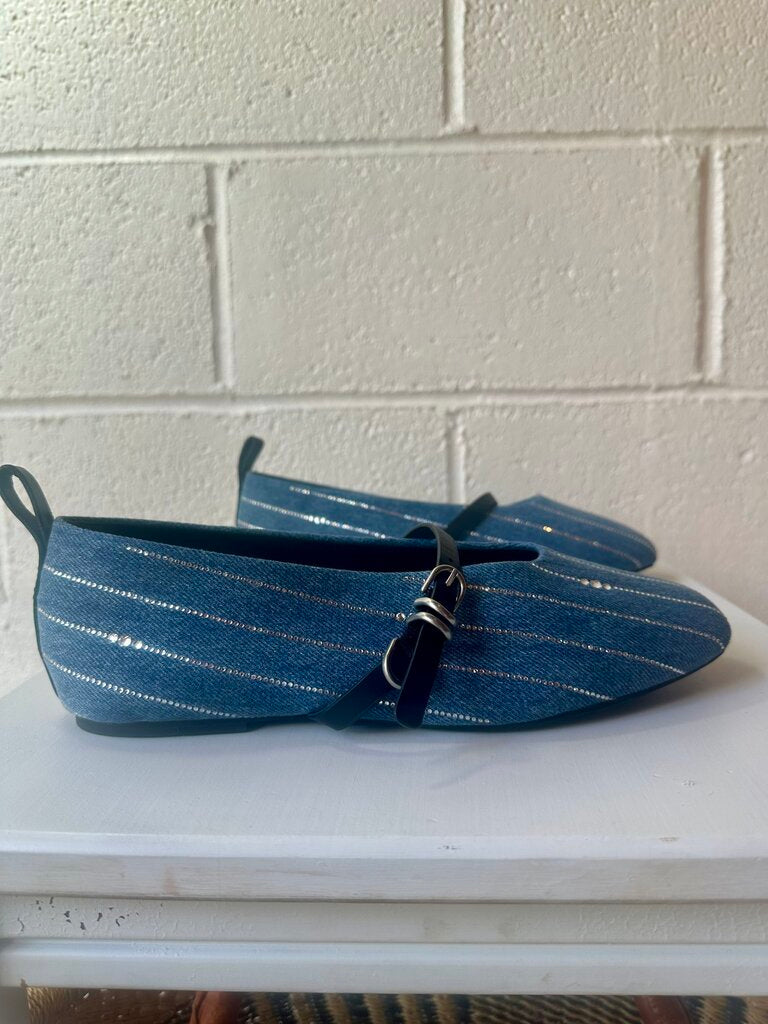 Rag & Bone NEW 'Spire' Striped Denim Mary Jane Flats