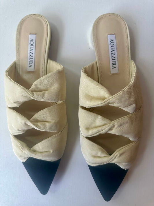 Aquazzura 'Mondaine' Grosgrain Flat Mules