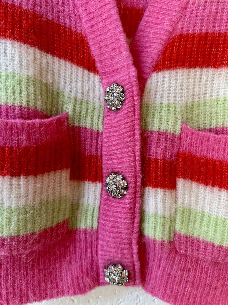 GANNI NEW Alpaca / Wool Striped Cardigan