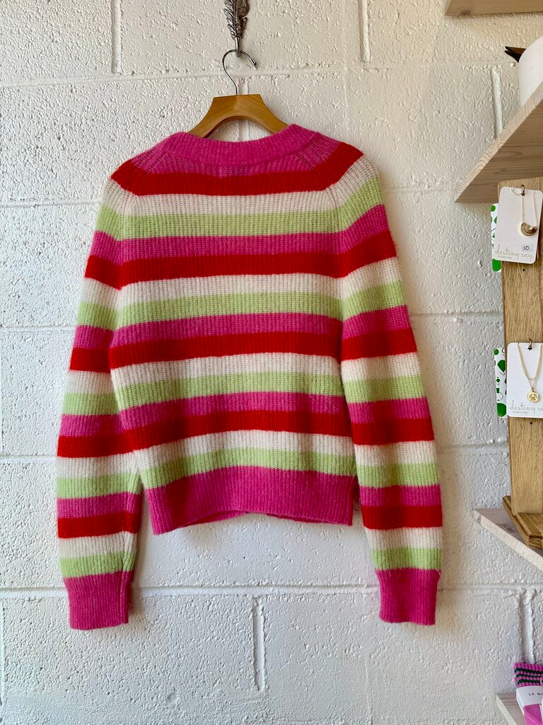GANNI NEW Alpaca / Wool Striped Cardigan