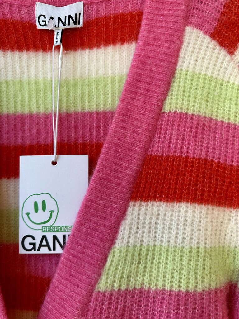 GANNI NEW Alpaca / Wool Striped Cardigan