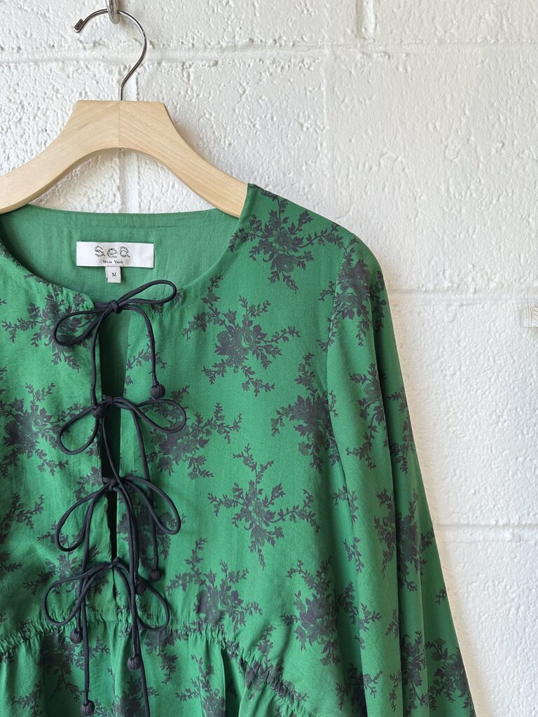 Sea NY 'Joan' Floral Puff Sleeve Tie Front Top
