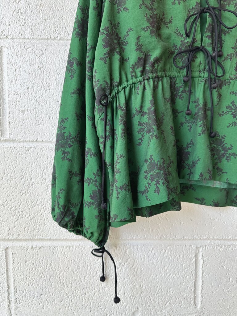 Sea NY 'Joan' Floral Puff Sleeve Tie Front Top