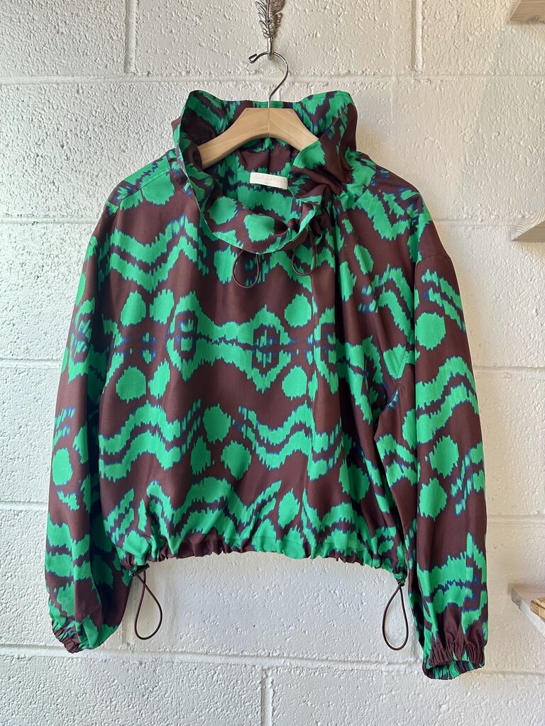 Ulla Johnson 100% Silk Toggle Collar Long Sleeve Top