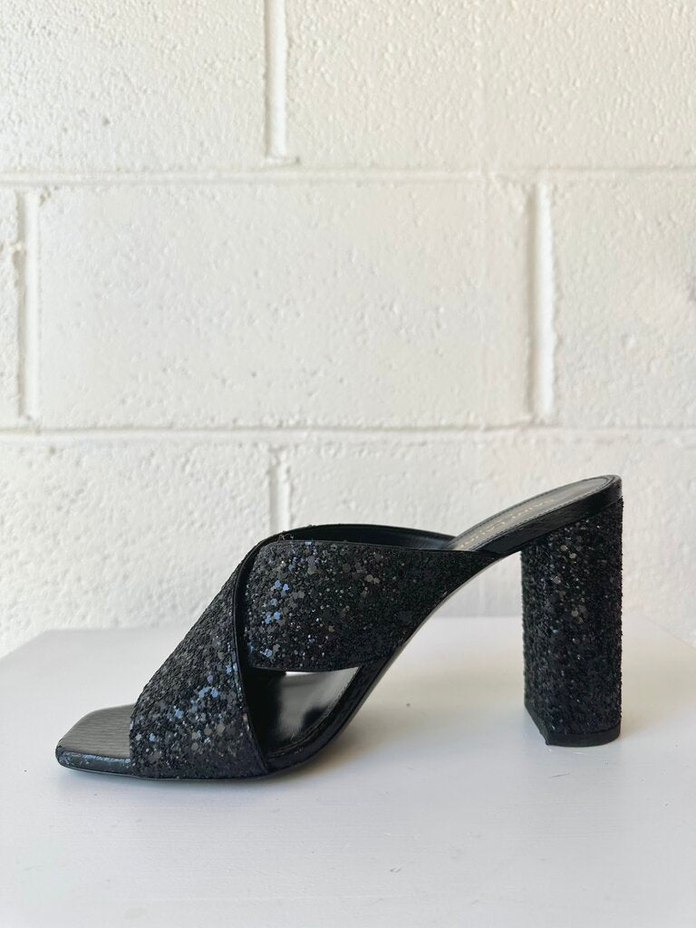 Saint Laurent 'LouLou' Glitter Mules (AS IS)