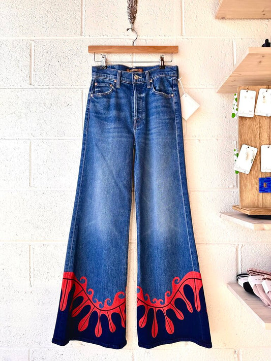 La Double J x Mother NEW 'Tomcat Roller' Printed Flare Denim