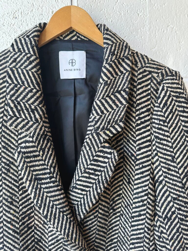 Anine Bing 'Diana' Wool Blend Herringbone Tweed Blazer Coat